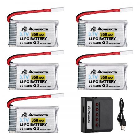 Powerextra 3.7 V 350mAh Lipo Battery for Hubsan X4 H107C H107D H107L