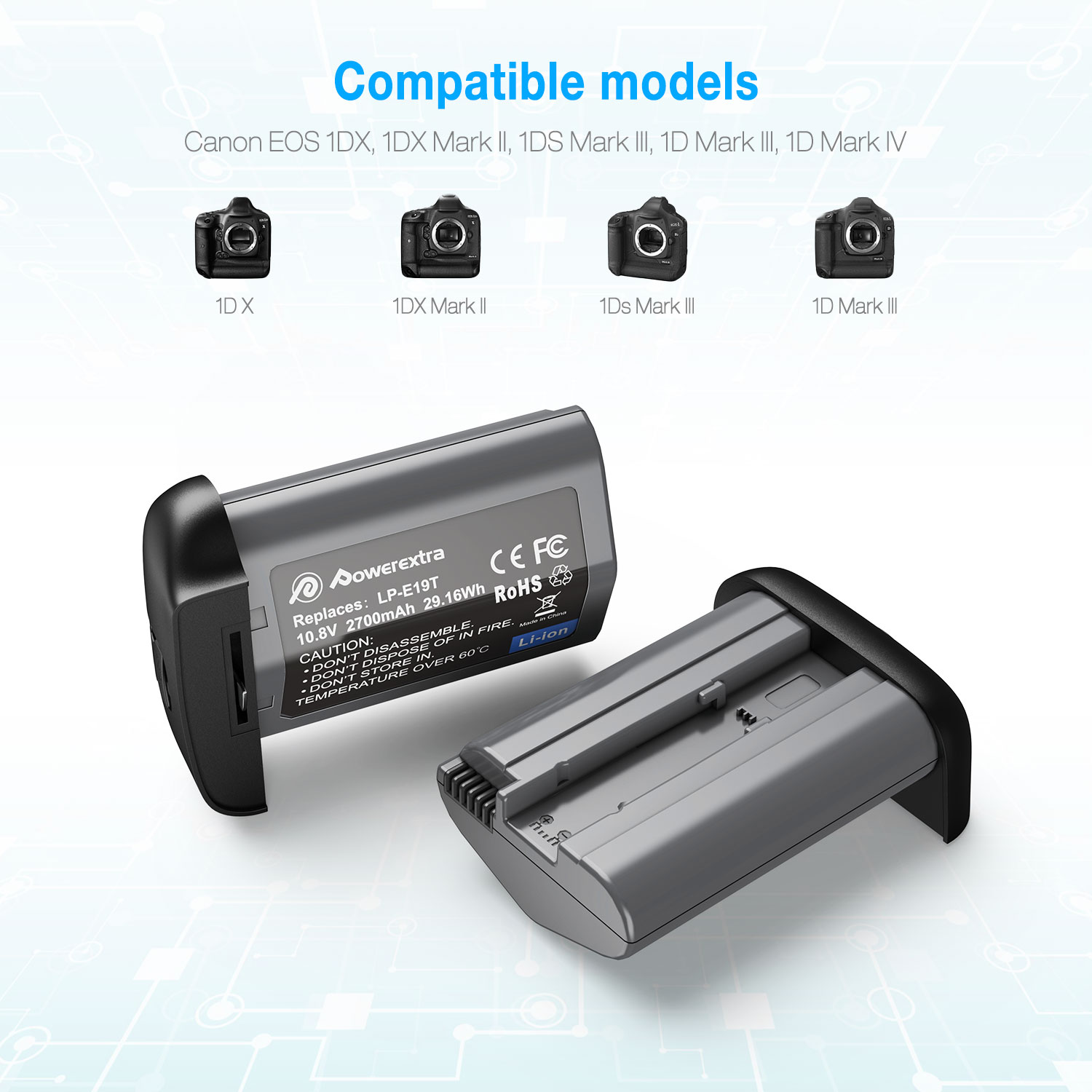 DSTE Replacement for LP-E4N Li-ion Battery Compatible Canon EOS-1D X EOS-1D  X Mark II EOS-1D Mark III EOS-1D Mark IV EOS-1Ds Mark III as LP-E19