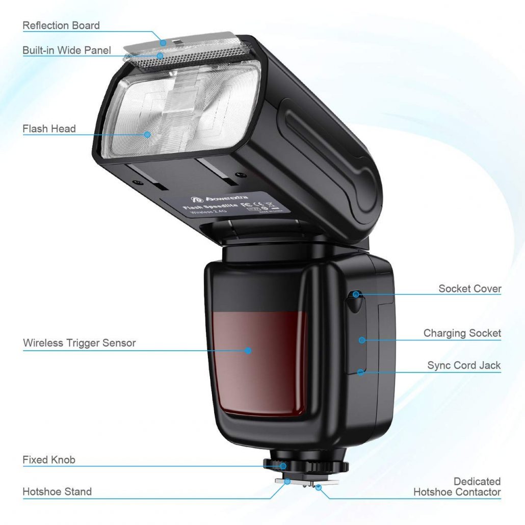 Powerextra Flash Speedlite, 2.4G Wireless Flash Trigger Transmitter Set